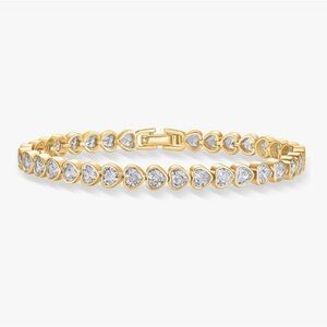 NEW 14K Gold Plated Gold Heart Link Tennis Bracelet